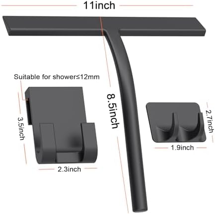 Silicone Shower Squeegee, Black, 11inch - Image 2