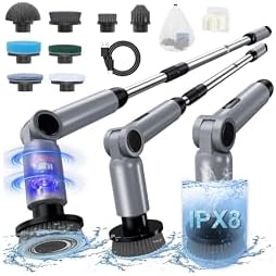Electric Spin Scrubber, [IPX8 Waterproof ] [50KG Torque]- Gray by Homtronics
