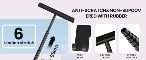 Extendable Shower Squeegee for Glass Doors, Shower Cubicle Squeegee Shower Wiper Window Cleaner Squeegee Shower Silicone, Squeegee Shower with 23.5-97 cm Telescopic Rod - Image 4