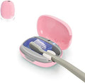 UV Toothbrush Sanitizer Holder, USB Rechargeable Travel Cleaner Cover for Manual & Electric Toothbrushes, Portable Storage Container for Home or Trip, Pink by ELMWAY