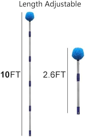 Cobweb Duster with Pole, 10ft Stainless Steel Pole Cobweb Brush with Medium-Stiff Bristles for Walls Beams Shelves Iight Fixtures and Window Screens - Image 4