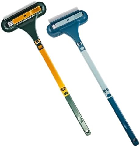 3-in-1 Window Screen Cleaning Brush with Squeegee, Mesh Screen Cleaner Tool with Detachable Handle, Dual-Purpose Wet & Dry Scrubber for Window, Patio, Door Screens (2 Pack – Lime Green + Blue) by Unknown