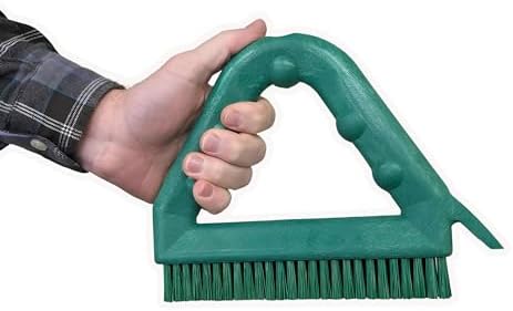 SPARTA Plastic Commercial Grout Brush, Triangle-Shaped Scrub Brush with Scraper and Two Threaded Holes for Attaching Handle (Sold Separately), 9 x 7 x 7 Inches, Green by SPARTA