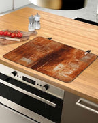 Burnt Orange Stove Top Covers for Electric Stove, Oil Painting Modern Induction Cooktop Cover Protector, Abstract Art Vintage Range Mat for Glass Top Stove, Kitchen Countertop Dish Drying Mat, 24"x21" - Image 3