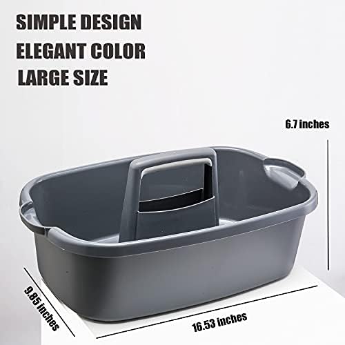 ALINK Large Plastic Shower Caddy Tote, Portable Storage Caddy Basket Organizer with Handle for Dorm, Bathroom, Tool, Garden, Kitchen, Cleaning Supplies – Gray - Image 2