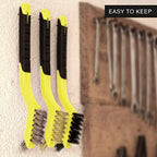 Lavaxon Wire Brush Set 3Pcs - Nylon/Brass/Stainless Steel Bristles with Curved Handle Grip for Rust, Dirt & Paint Scrubbing with Deep Cleaning – 7 Inches (Yellow) - Image 6
