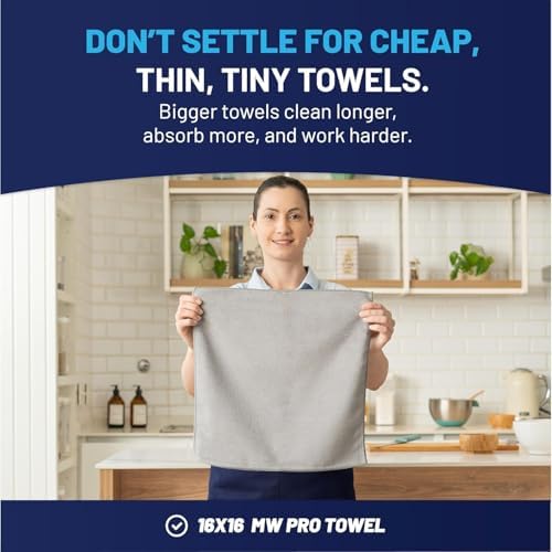 MW PRO Premium Microfiber Cleaning Cloths (12 Pack, 12x12, Grey) - Streak Free Stainless Steel & Glass Towels - Ultra Soft Cleaning Cloths for Screens, Granite & Modern Home - Washable & Reusable - Image 3
