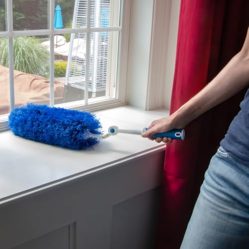 Unger Connect and Clean Microfiber Duster with Pivoting Handle, Dusters for Cleaning, Compatible with Telescopic Poles, Dusting Tools, Cleaner Tool for Windows, TVs, Moldings, Cupboards, Cabinets - Image 6