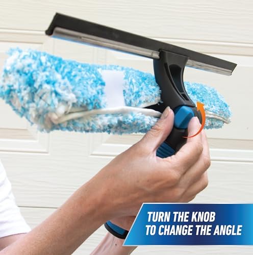 Unger Professional Connect and Clean 18” Proflex 2-in-1 Squeegee and Scrubber, High Access Window Cleaning Tool with Pivoting Head, Commercial and Residential Use, Reusable Microfiber Sleeve - Image 3