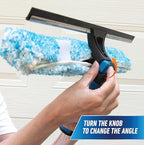 Unger Professional Connect and Clean 18” Proflex 2-in-1 Squeegee and Scrubber, High Access Window Cleaning Tool with Pivoting Head, Commercial and Residential Use, Reusable Microfiber Sleeve - Image 3
