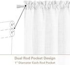 White Linen Textured Door Curtains 68 Inch Long 2 Panels 25W X 68L - Image 3