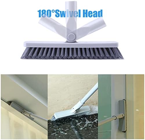 YONILL Grout Brush with Long Handle - Heavy Duty Grout Cleaner Brushes for Tile Floors, Swivel Stiff Bristles Floor Scrubber Cleaning Tool, Floor Scrub Brush for Shower, Kitchen, Baseboards and Corner - Image 3