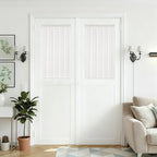 French Small Door Window Curtains 2 Panels Ivory 25 x 40 Inches Long by DUKIYO
