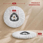 6 Pack Spin Mop Head Replacement for O-Ceda Easy Wring 1-Tank System, Microfiber Mop Refills, 360° Swivel, Deep Cleaning, Machine Washable & Easy to Replace (White) - Image 4