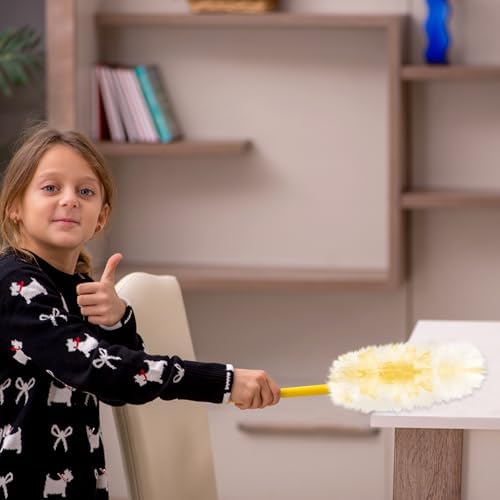 Vesici 400 Pcs Duster Refills Compatible with Swiffer Dusters Bulk Disposable Replacement Thickened with 1 Handle Heavy Duty for Cleaning, Office (Yellow) - Image 6