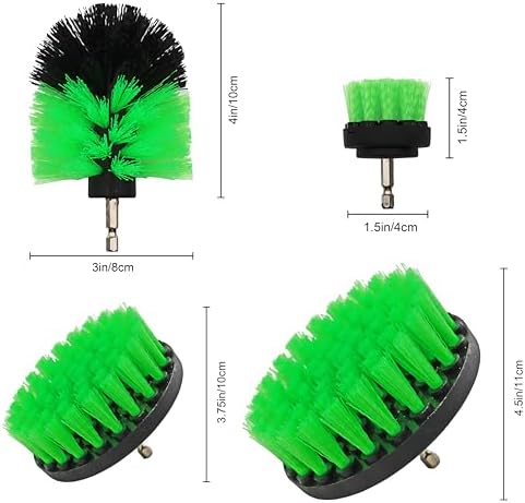 Grip 4 pc Power Drill Cleaning Brush Set - Bathroom Surfaces, Tub, Shower, Tile, Grout - Power Scrubber - Flat & Dome Brushes - Quick Change - Image 2