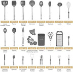 Kitchen Utensil Set-Silicone Cooking Utensils-33 Kitchen Gadgets & Spoons for Nonstick Cookware-Silicone and Stainless Steel Spatula Set-Best Kitchen Tools, Useful Pots (Grey) - Image 2