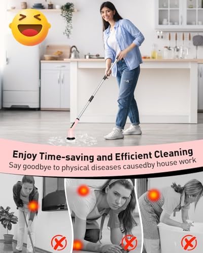 Electric Spin Scrubber for Bathroom, Shower Scrubber with Long Handle - Image 2