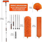 Ceiling Fan Cleaner Duster with 72‘’ Extendable Long Handle Cleaning Duster Kit, Reusable Chenille & Microfiber Mop Head for High Ceiling Fan Blade Wall Blinds Cobweb - Image 2
