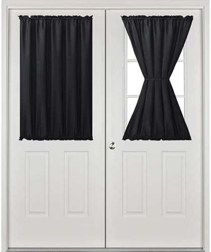 Hiasan French Door Curtains for Small Window, Black, 52W x 40L, 1 Panel - Image 2