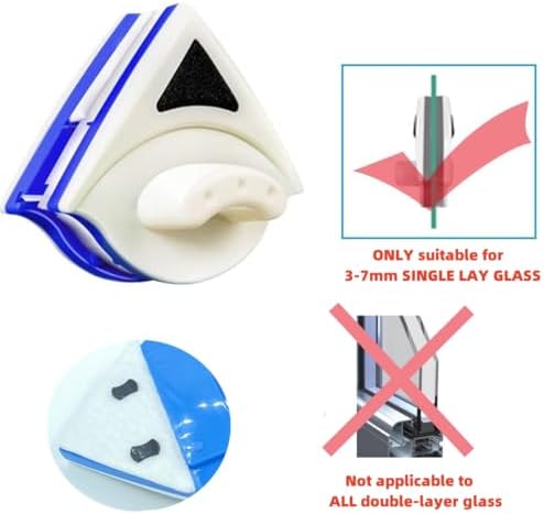 Magnetic Window Cleaner Tool Glass Wiper, Double Sided Window Cleaner Windows Cleaning Brush for High-Rise Household Cleaning Windows Thickness 0.1''-0.4'' (5-7mm) - Image 2