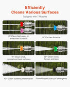 VEVOR 25 FT Pressure Washer Telescoping Wand, with Power Washer Extension Wands & High Pressure Hose, Brush Head, 7 Nozzles, Hose Adapter, Upgrade Support Belt, Storage Bag, 4000 PSI for High Cleaning - Image 6