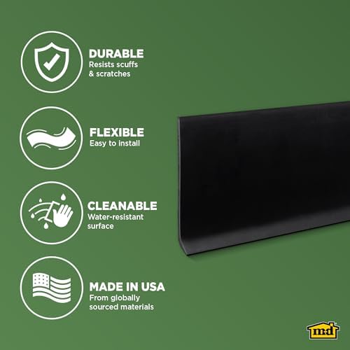 MD Building Vinyl Wall Base, Black, 4in x 48in, Dry Back Trim - Image 4