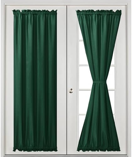 Hiasan French Door Curtains Privacy, Hunter Green, 24W x 72L, 1 Panel - Image 2