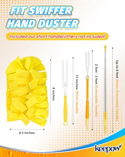 KEEPOW 4+1 Pcs Pads Compatible with Swiffer Reusable Pads with Handle Set - Image 2