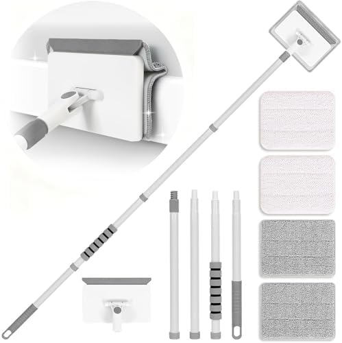 Baseboard Cleaner Tool with Handle, 55.9’’ Baseboard Cleaner with Extendable Handle, Wall Cleaner for Baseboard, Wall, Ceiling, with 4 Reusable Cleaning Pads by TIMIVO