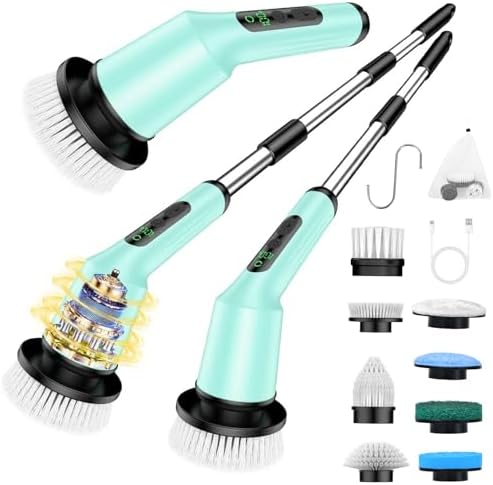 Electric Spin Scrubber for Bathroom, Shower Scrubber with Long Handle by CTMAST