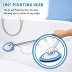 Shower Scrubber, Bathroom Tub and Tile Cleaner Brush with Long Handle, 47'' Bathtub Cleaning Tool with 6 Refill Pads - Image 2