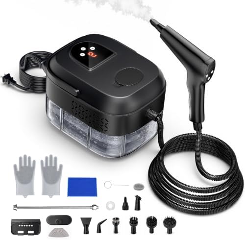 Steam Cleaner 1.4L Tank, 1500W High Power, 6 Adjustable Steam Levels, 15-Second Fast Heating, 17-in-1 Multi-Purpose Accessories for Floor, Kitchen, Grout, Tile, Car, Upholstery, and Home Deep Cleaning by smedz