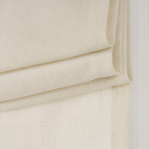 NICETOWN Natural Linen French Door Curtain No Drill Roman Shades for Windows, Solid Cordless Blinds for Farmhouse Door Window Covering with Light Filgtering, W24 x L48, 1Pc - Image 2