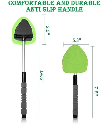 Car Windshield Cleaner Tool with Reusable Pads Extendable Handle(Green) - Image 4