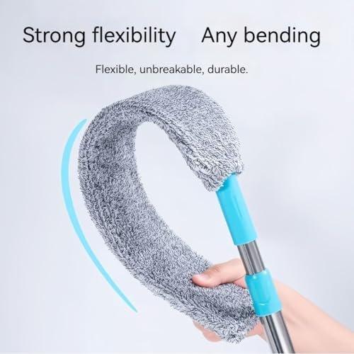 Retractable Gap Duster with 60" Extension Pole, Flexible Microfiber Brush for Under Appliances, Furniture & Tight Spaces, Washable Flat Duster for Fridge Stove Couch Crevices (2 Replacement Fabric) - Image 2
