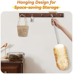 Lambswool Duster with Extendable Handle up to 88.58 in, Natural Feather Dusters Long Pole Stainless Steel, Fluffy Feather Duster for Cleaning High Floor Ceiling Fans, Window Blinds Shelves, Furniture - Image 5