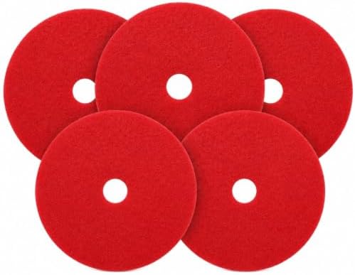 22 Inch Red Floor Cleaning Pads, 5 Pack, 23mm Thick Floor Machine Pads for Cleaning, Scrubbing, Buffing and Floor Maintenance, for Rotary Machines, Buffers and Auto Scrubbers by NITODUR