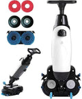 17" Commercial Floor Scrubber Machine with Double Brush Disc Battery-Powered Multi-Functional Floor Buffer Machine 360°Rotation,13000 sqft,360RPM Motor,1-Gal Clean Tank White by Unknown