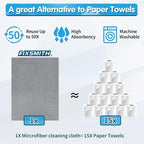 FIXSMITH Grey Microfiber Cleaning Cloth, Pack of 50, 16"X12" Cleaning Rags for Housekeeping and Kitchen, Reusable Shop Towels, Microfiber Towels for Cars, Lint Free, Scratch-Free, Highly Absorbent - Image 4