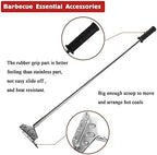 Heavy Duty Charcoal Grill Rake Ash Tool Accessories With Rubber Handle, Kettle Grill Pizza Oven Ash Rake - 32 Inch - Image 4