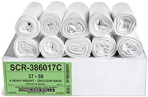 Aluf Plastics 55-60 Gal Trash Bags, 17 Micron (EQ.), 38" x 60" (200 Count) by AlufPlastics
