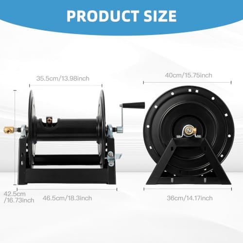 Pressure Washer Hose Reel 3/8"x350ft, 5000PSI, A-Frame with Brake & Lock - Image 5