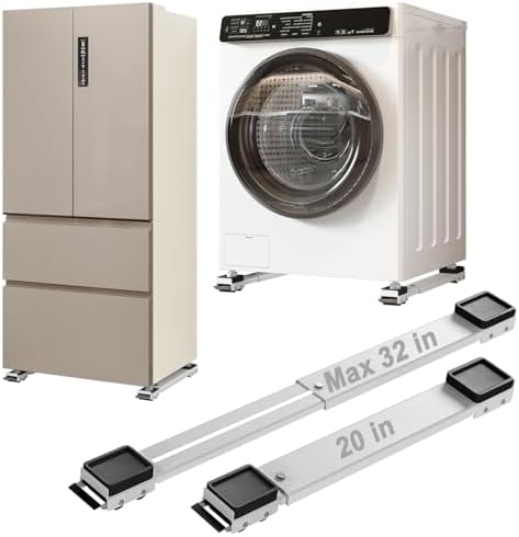 Appliance Rollers Heavy Duty,Max 32in,Second Generation Extendable Appliance Rollers Mobile Washing Machine Base Easily Move Washing Machines, Dryers, Refrigerators, Furniture (White anti fall) by YULI3DH