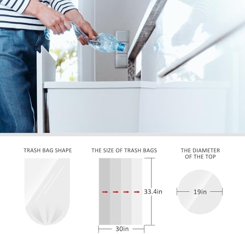 Teivio Large Tall Kitchen Clear Trash Bags 15 Gallon 60 Count Garbage Bags - Image 2