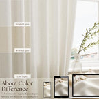 Beige Semi Sheer Linen Kitchen Curtains 45 Inch Length 2 Panels - Image 3