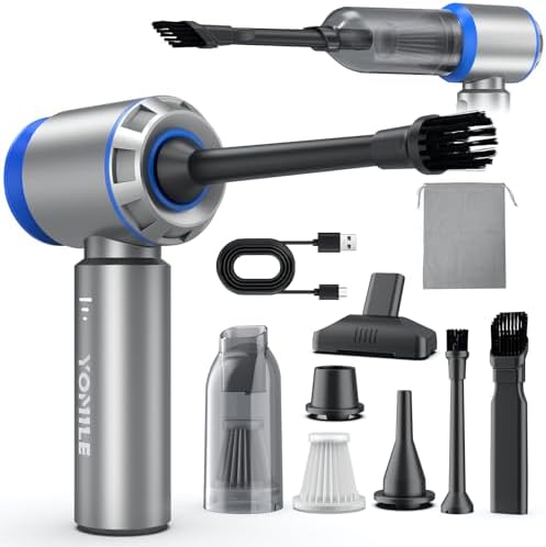 Compressed air Duster, Yomile 2 in 1 180000RPM Cordless Air Duster with Mini Car Vacuum, 9000mAh Battery Dust Blower for Keyboard Cleaner,Rechargeable Air Blower AIC Can for Office Computers by Yomile