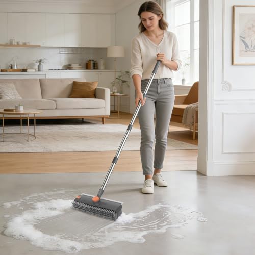 SetSail Floor Scrub Brush with 54in Adjustable Long Handle, Grey&Orange - Image 6
