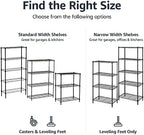 Amazon Basics 5-Shelf Heavy Duty Garage Shelving Storage Rack with 4" Wheel Casters, Adjustable Metal Wire Organizer, 300 lbs Per Shelf, 30" x 14" x 64.75", Black - Image 6