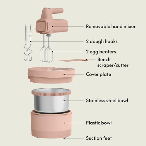 bella 3.5 Qt Hand & Stand Mixer, 2 in 1 Electric Mixer with Bowl, Blossom - Image 2